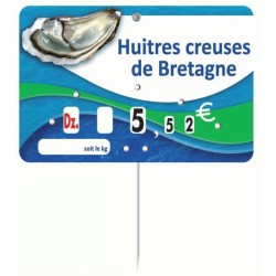 ÉTIQUETTE 150x100 mm Bleue de Mer fig. huître à texte, à roulettes, p