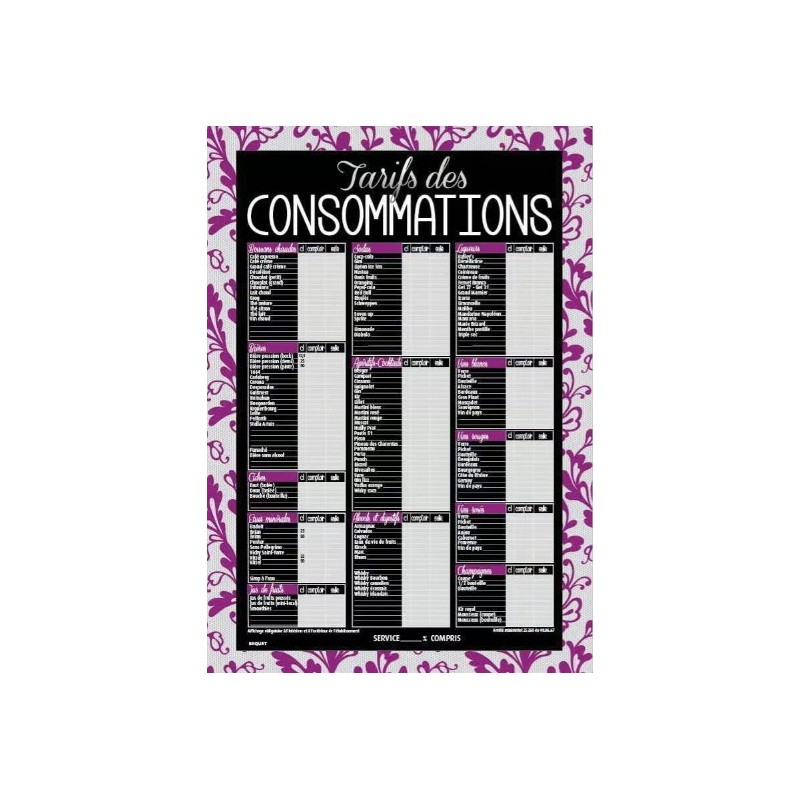 TARIF 490x690 mm Dentelle violet, Consommations + fil nylon