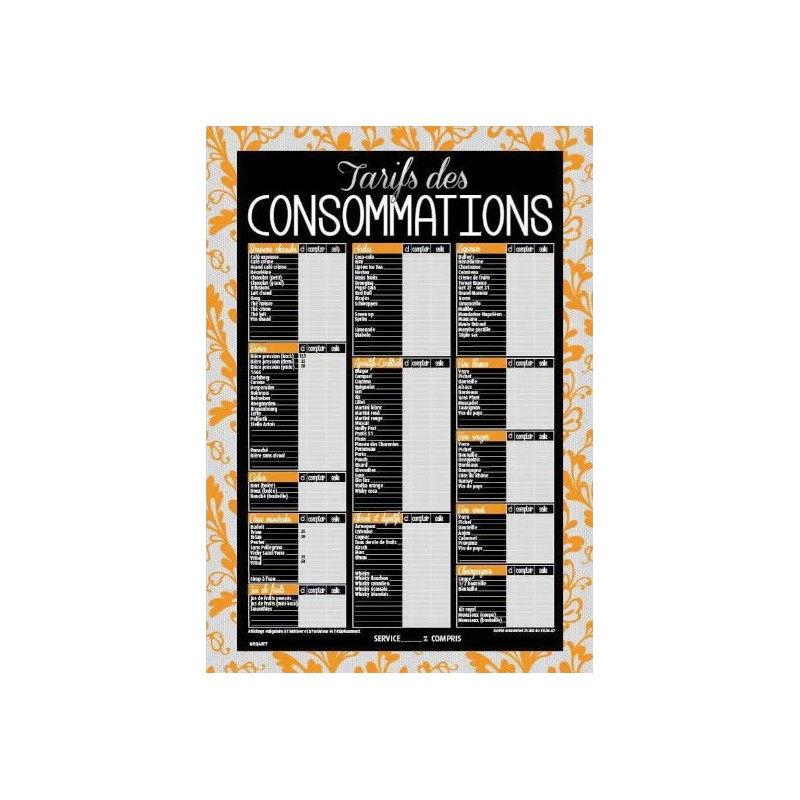 TARIF 490x690 mm Dentelle orange, Consommations + fil nylon