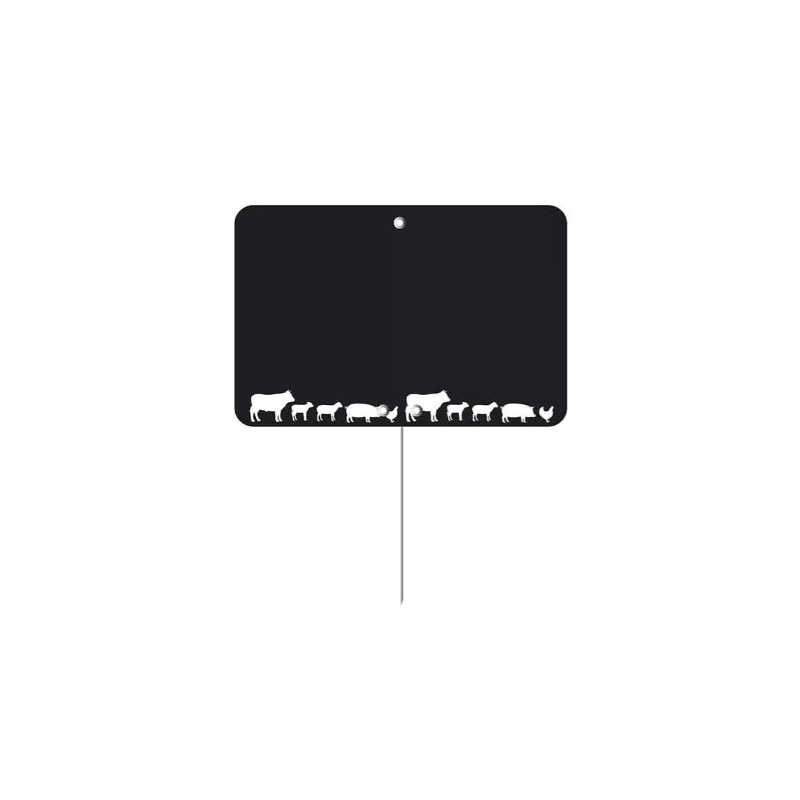 ETIQUETTE 105x70 mm noire, Tout Comprix Boucherie, neutre, pique inox