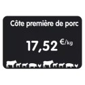 ETIQUETTE 120x80 mm noire, Tout Comprix Boucherie, à texte, sans piqu