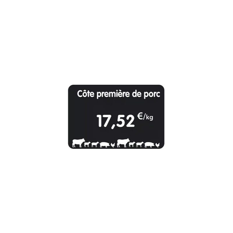 ETIQUETTE 120x80 mm noire, Tout Comprix Boucherie, à texte, sans piqu