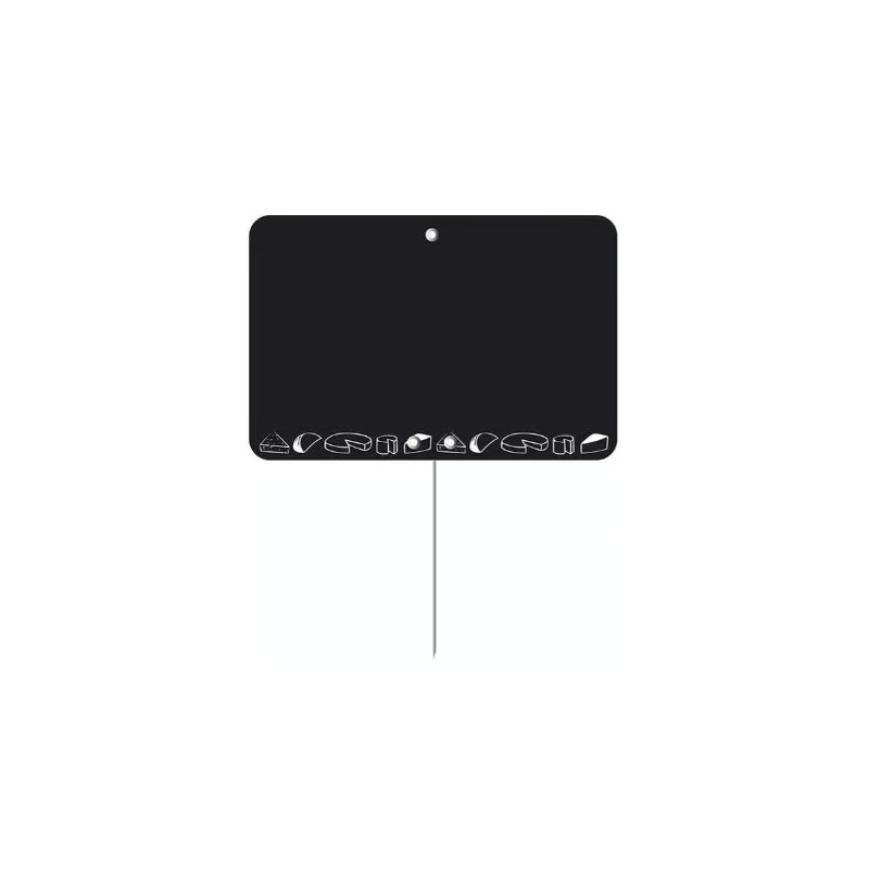 ETIQUETTE 105x70 mm noire, Tout Comprix Fromages, neutre, pique inox 