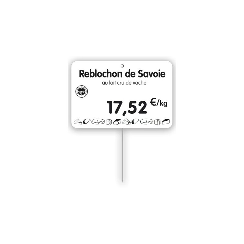 ETIQUETTE 105x70 mm blanche, Tout Comprix Fromages, à texte, pique in