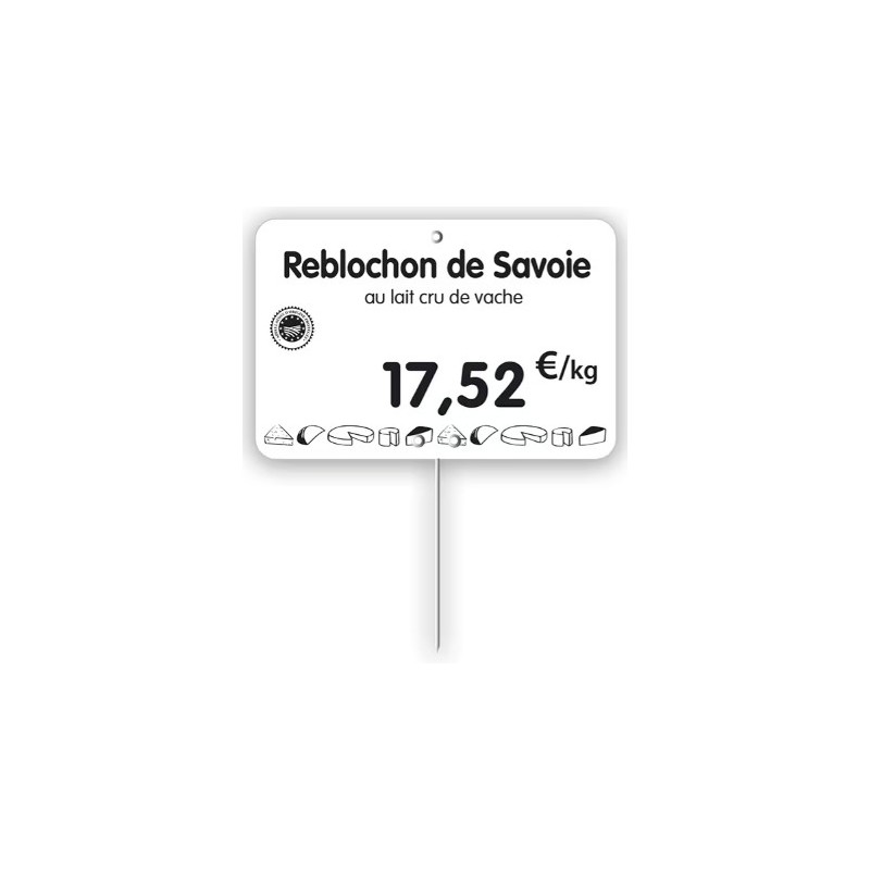 ETIQUETTE 120x80 mm blanche, Tout Comprix Fromages, à texte, pique in