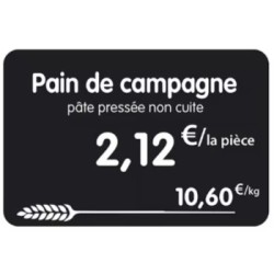 ETIQUETTE 105x70 mm noire, Tout Comprix Boul.Pât., à texte, sans piqu