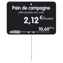 ETIQUETTE 105x70 mm noire, Tout Comprix Boul.Pât., à texte, pique ino