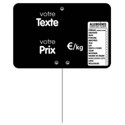 ETIQUETTE 120x80 mm noire, Tout Comprix Allergènes, à texte, pique in