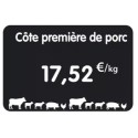 ETIQUETTE 80x60 mm noire, Tout Comprix Boucherie, à texte, sans pique