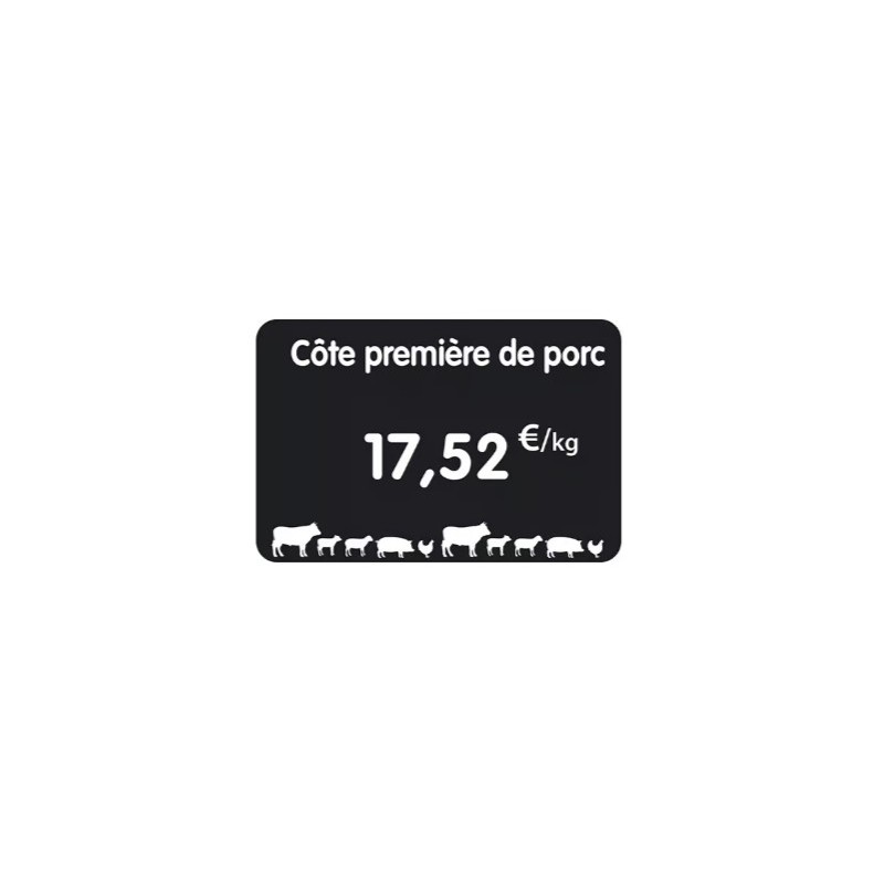 ETIQUETTE 80x60 mm noire, Tout Comprix Boucherie, à texte, sans pique