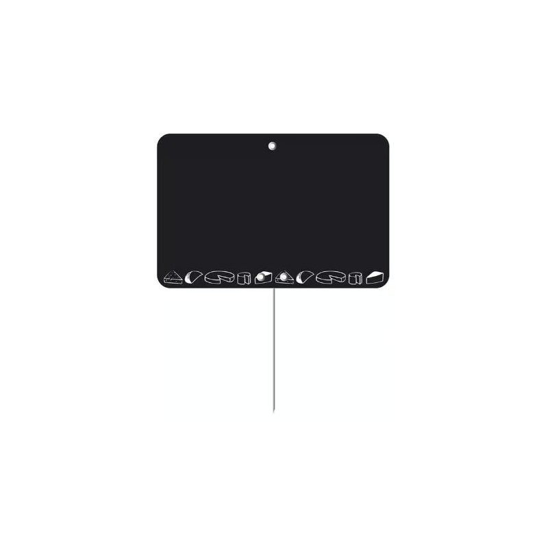 ETIQUETTE 80x60 mm noire, Tout Comprix Fromages, neutre, pique inox (