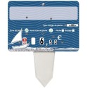 ETIQUETTE 140x100 mm Neptune, neutre, 8 roulettes, patte PVC cristal 