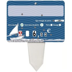 ETIQUETTE 140x100 mm Neptune, neutre, 8 roulettes, patte PVC cristal 