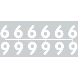 Pochette de 1 barrette de 12 chiffres à picots "6" blanc