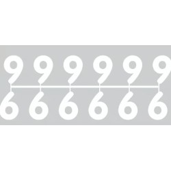 Pochette de 1 barrette de 12 chiffres à picots "9" blanc
