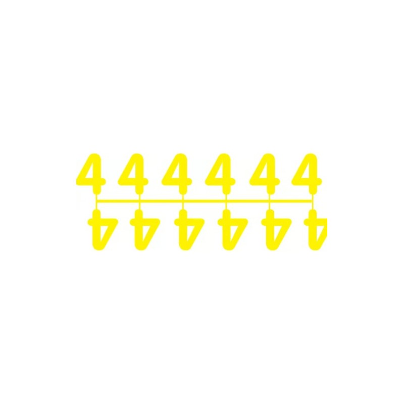 Pochette de 1 barrette de 12 chiffres à picots "4" jaune
