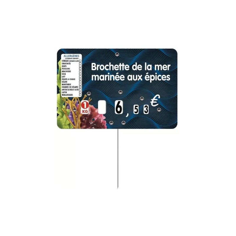 ETIQUETTE 120x80 mm Abysse à texte, avec allergènes, 4 roulettes, piq