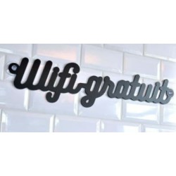 MESSAGE lettres découpées PVC noir 1,5 mm, Wifi gratuit + 2 ventouses