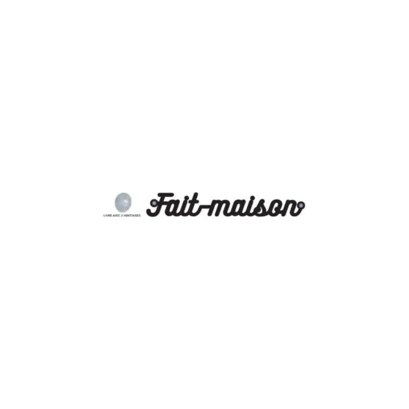 MESSAGE lettres découpées PVC noir 1,5 mm, Fait Maison + 2 ventouses