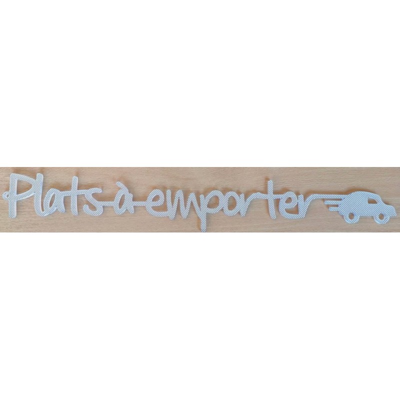 MESSAGE lettres découpées plexi 6 mm, Plat à emporter + 2 ventouses