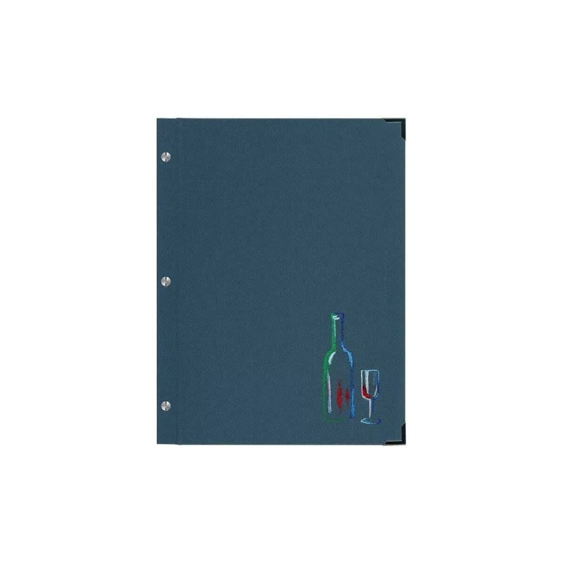 PROTÈGE-MENU 245x315 mm Shinny bleu métal, marquage bouteille + verre