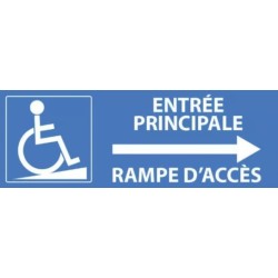 PANCARTE adhésive 210x75 mm "Entrée principale accès PMR à droite"