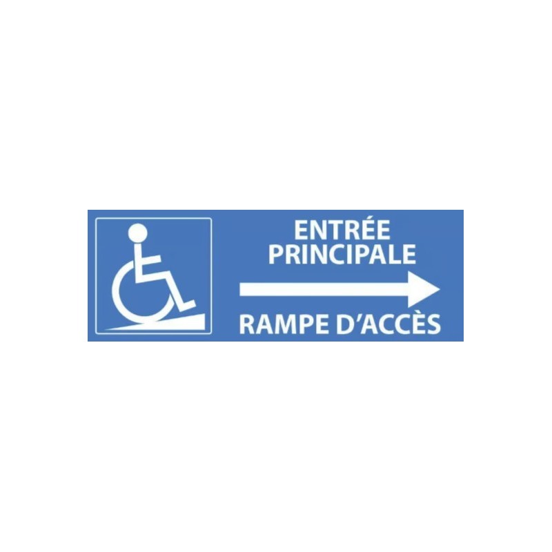 PANCARTE adhésive 210x75 mm "Entrée principale accès PMR à droite"