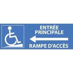PANCARTE adhésive 210x75 mm "Entrée principale accès PMR à gauche"