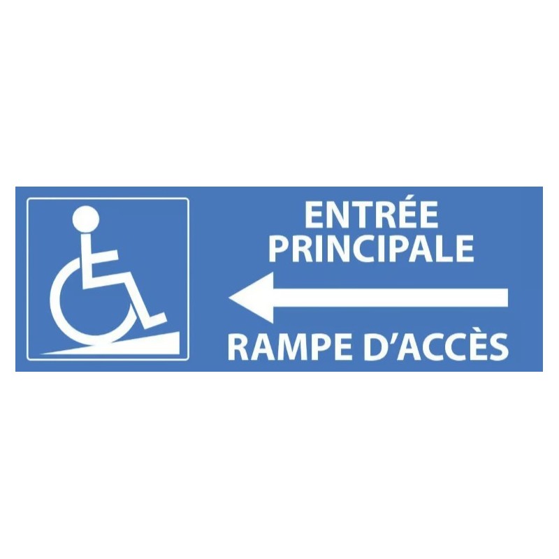 PANCARTE adhésive 210x75 mm "Entrée principale accès PMR à gauche"