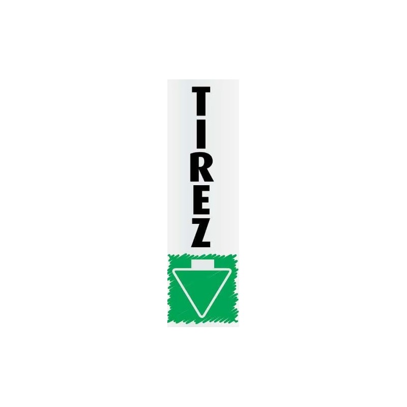 PLAQUE PVC ALU ADHÉSIVE 170x50 MM "Tirez Impression verticale"