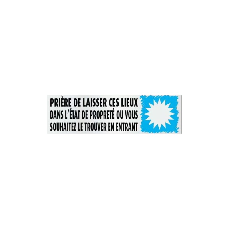 PLAQUE PVC ALU ADHÉSIVE 170x50 MM "Prière de laisser ces lieux..."