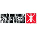 PLAQUE PVC ALU ADHÉSIVE 170x50 MM "Entrée interdite à ttes pers.étran
