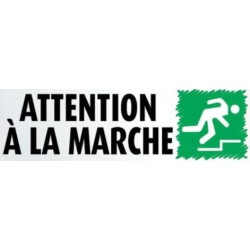 PLAQUE PVC ALU ADHÉSIVE 170x50 MM "Attention à la marche"