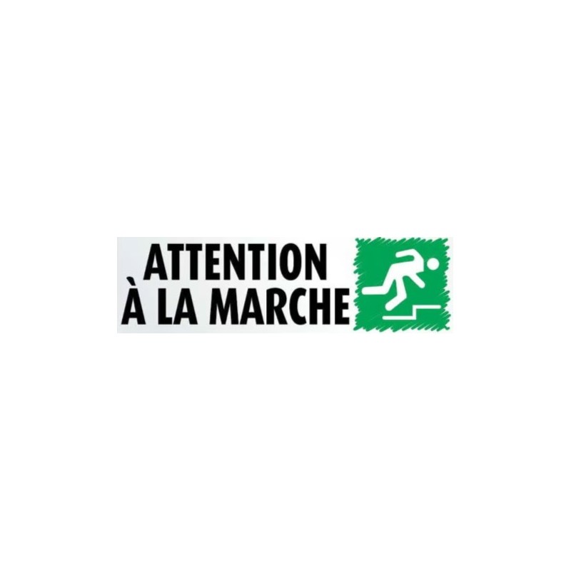 PLAQUE PVC ALU ADHÉSIVE 170x50 MM "Attention à la marche"