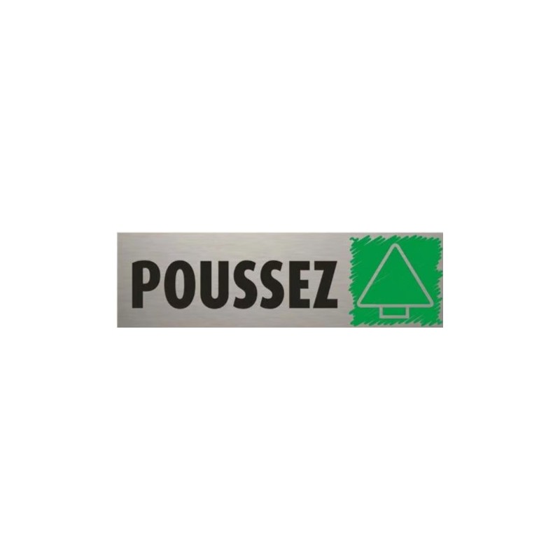 PLAQUE PVC ALU ADHÉSIVE 170x50 MM "Poussez Flèche verticale"