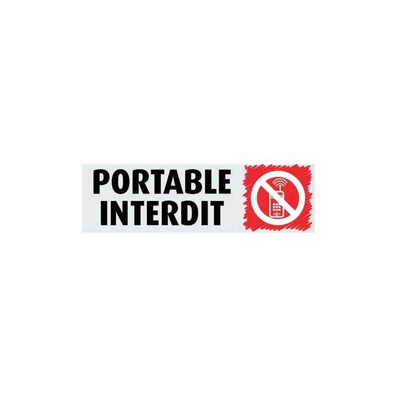 PLAQUE PVC ALU ADHÉSIVE 170x50 MM "Portable interdit"