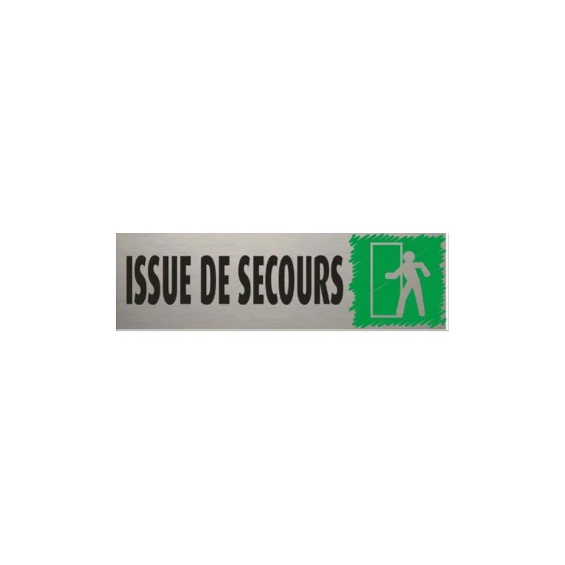 PLAQUE PVC ALU ADHÉSIVE 170x50 MM "Issue de secours"