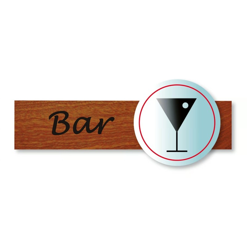 PLAQUE DUOSIGN S/SUPPORT BOIS 220x85 MM "Bar"