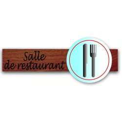 PLAQUE DUOSIGN S/SUPPORT BOIS 220x85 MM "Salle de restaurant"