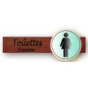 PLAQUE DUOSIGN S/SUPPORT BOIS 220x85 MM "Toilettes femme"