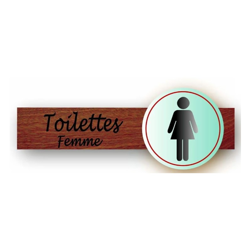 PLAQUE DUOSIGN S/SUPPORT BOIS 220x85 MM "Toilettes femme"