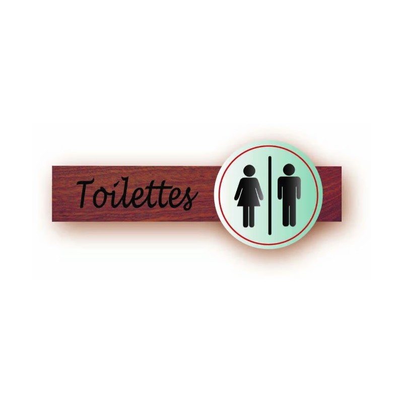 PLAQUE DUOSIGN S/SUPPORT BOIS 220x85 MM "Toilettes"