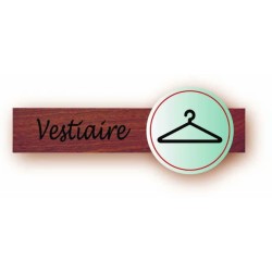 PLAQUE DUOSIGN S/SUPPORT BOIS 220x85 MM "Vestiaire"