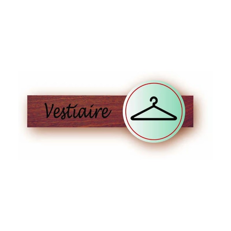 PLAQUE DUOSIGN S/SUPPORT BOIS 220x85 MM "Vestiaire"
