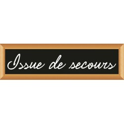 PLAQUE TERRA FAUX CADRE BOIS 170x50 MM "Issue de secours"