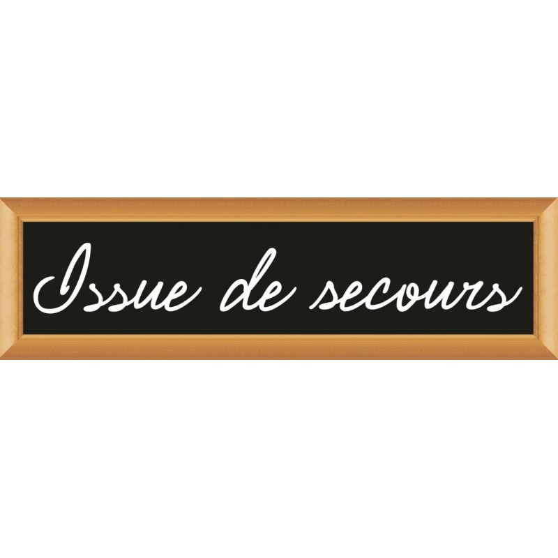 PLAQUE TERRA FAUX CADRE BOIS 170x50 MM "Issue de secours"