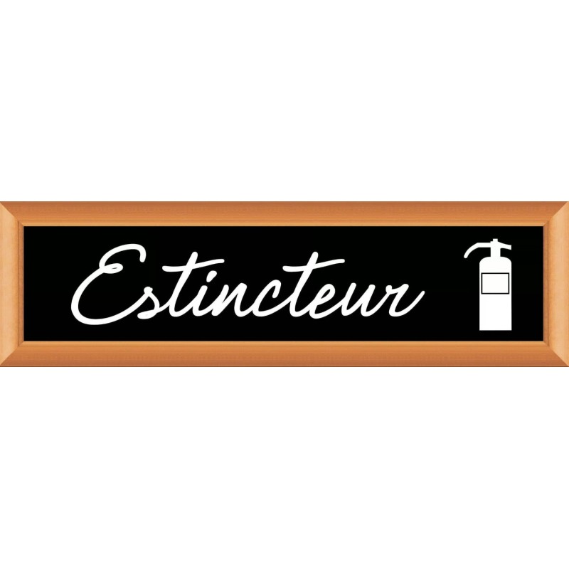 PLAQUE TERRA FAUX CADRE BOIS 170x50 MM "Extincteur"