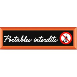PLAQUE TERRA FAUX CADRE BOIS 170x50 MM "Portables interdits"