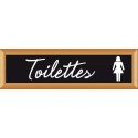 PLAQUE TERRA FAUX CADRE BOIS 170x50 MM "Toilettes femme"