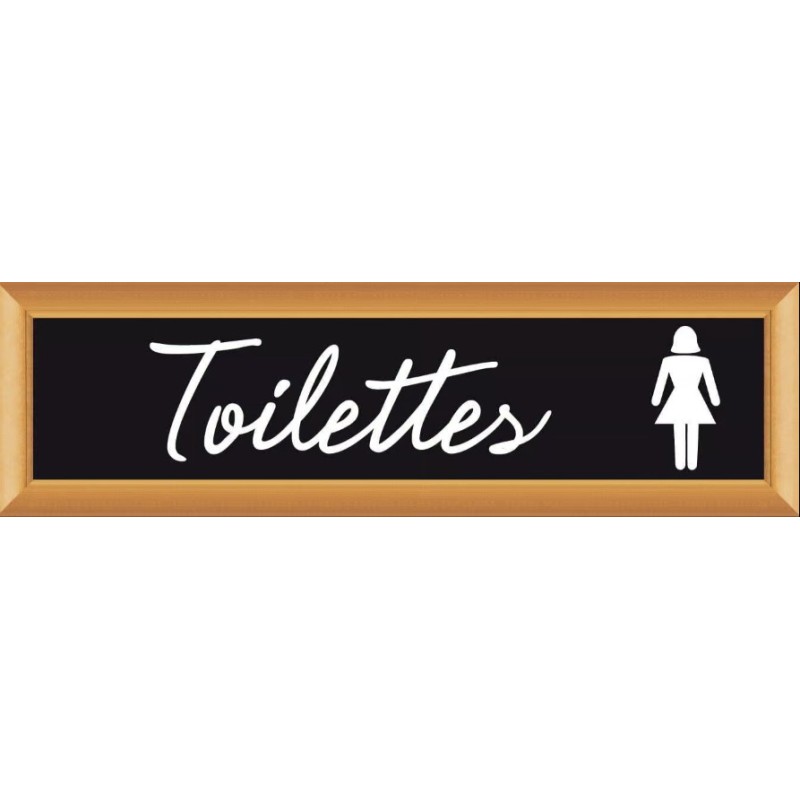 PLAQUE TERRA FAUX CADRE BOIS 170x50 MM "Toilettes femme"